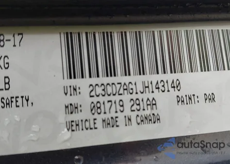 2018 Dodge Challenger Sxt Plus из США, поврежденный, VIN 2C3CDZAG1JH143140